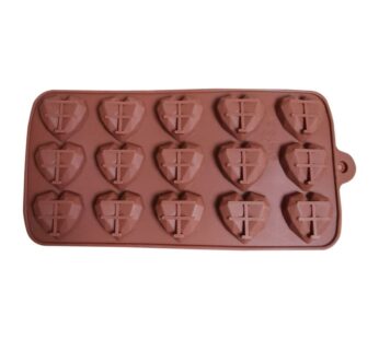 Heart-Shaped Silicone Chocolate Mould, 15 Cavities – Brown Flexible Non-Stick Baking Tray for Chocolate, Candy, Fondant, Jelly, and DIY Crafts