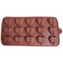 Heart-Shaped Silicone Chocolate Mould, 15 Cavities – Brown Flexible Non-Stick Baking Tray for Chocolate, Candy, Fondant, Jelly, and DIY Crafts
