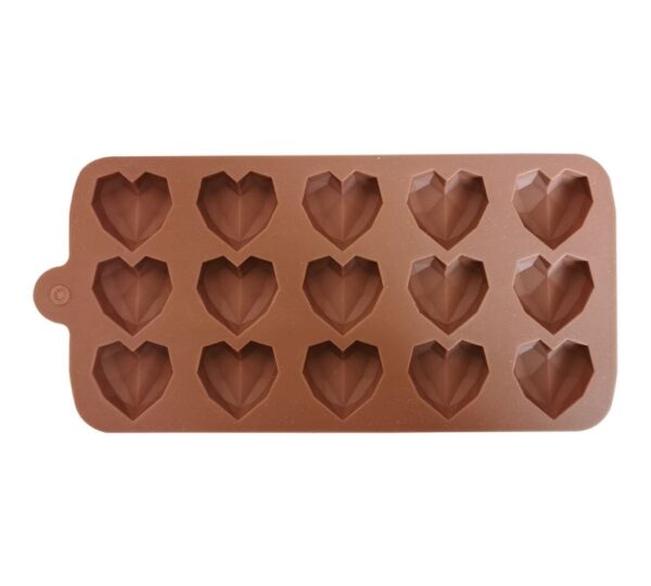Heart-Shaped Silicone Chocolate Mould, 15 Cavities – Brown Flexible Non-Stick Baking Tray for Chocolate, Candy, Fondant, Jelly, and DIY Crafts - Image 3