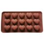 Heart-Shaped Silicone Chocolate Mould with 15 Cavities – Flexible, Non-Stick Brown Baking Mold for Homemade Chocolates and Desserts