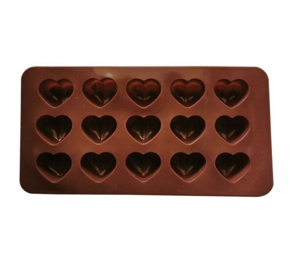 Heart-Shaped Silicone Chocolate Mould with 15 Cavities – Flexible, Non-Stick Brown Baking Mold for Homemade Chocolates and Desserts - Image 3