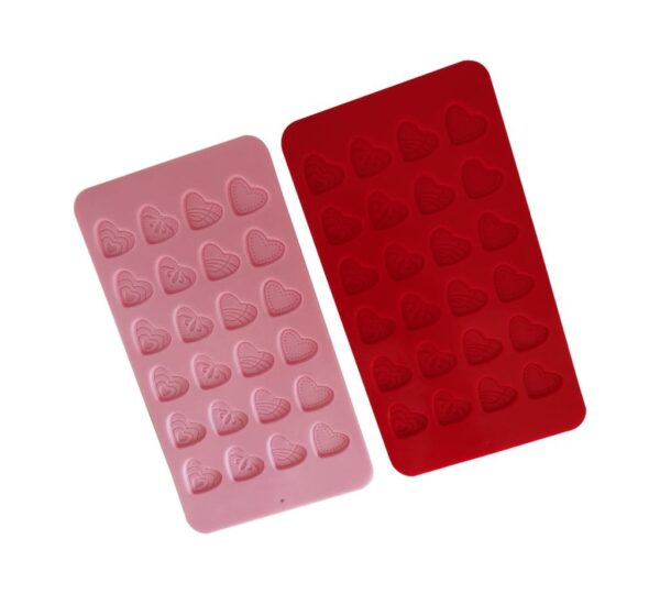 Heart-Shaped Silicone Chocolate Mould with 24 Cavities, Decorative Pattern Design, Pack of 2 – Flexible, Non-Stick, Food-Grade Molds for Baking, Candy Making, Jelly, and Fondant - Image 3