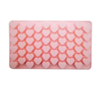 Heart-Shaped Silicone Ice Cube Mold Tray – 55-Cavity Flexible Non-Stick Mold for Ice Cubes, Chocolate, Candy, Jelly, and Soap Making, Food-Grade Reusable Silicone Tray