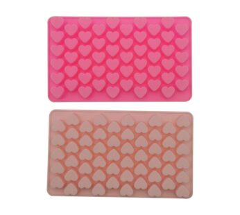 Heart-Shaped Silicone Ice Cube Mold Tray – 55-Cavity Flexible Non-Stick Moulds, Pack of 2 in Light Pink & Dark Pink, Food-Grade Reusable Tray for Ice, Chocolate, Candy, Jelly, and Soap Making