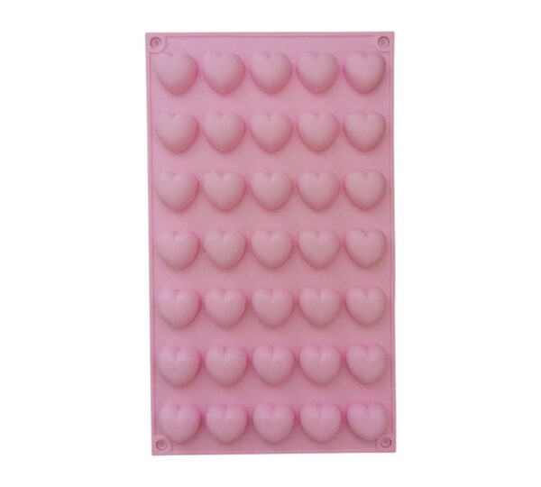 Heart-Shaped Silicone Mould – 35-Cavity Mini Chocolate and Candy Tray in Pink, Flexible Non-Stick Food-Grade Mold for Making Sweets, Jelly, Ice Cubes, and More – Reusable and Easy to Clean Baking Accessory