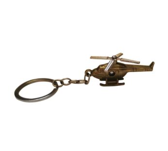 Vintage Helicopter Design Keychain – Bronze Metal Finish, Military Style Collectible Gift for Aviation Enthusiasts