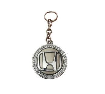 Honda Logo Crystal Rhinestone Keychain – Premium Silver Metal Car Key Ring Accessory for Honda Owners and Enthusiasts