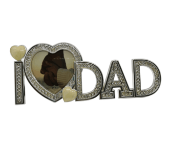 I Love Dad Photo Frame – Father’s Day Gift, First Father’s Day Photo Clip Holder, Irregular Wooden Letter Desktop Ornament for Dad