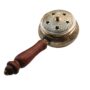 Elegant Decorative Brass Incense Burner with Wooden Handle Featuring Intricate Star Pattern Design for Home and Meditation Spaces