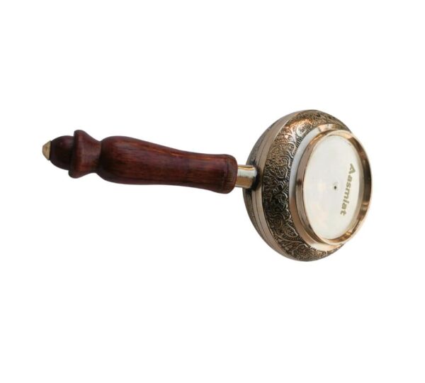 Elegant Decorative Brass Incense Burner with Wooden Handle Featuring Intricate Star Pattern Design for Home and Meditation Spaces - Image 4