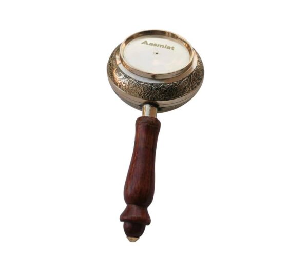 Elegant Decorative Brass Incense Burner with Wooden Handle Featuring Intricate Star Pattern Design for Home and Meditation Spaces - Image 5