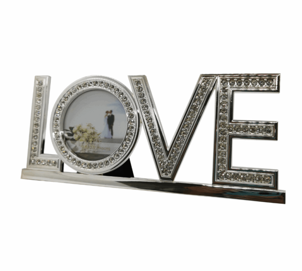 LOVE Sign Metal Photo Frame – Romantic Picture Frame Gift for Newly Married Couples, Anniversaries & Special Occasions – Elegant Desktop Display for Your Loved One - Image 2