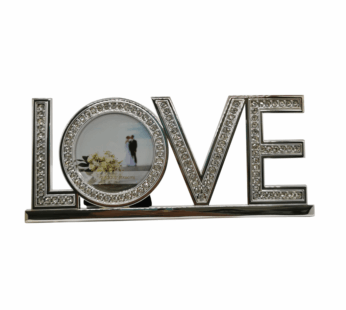LOVE Sign Metal Photo Frame – Romantic Picture Frame Gift for Newly Married Couples, Anniversaries & Special Occasions – Elegant Desktop Display for Your Loved One
