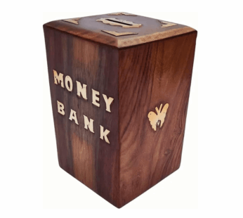 Wooden Handicraft Money Bank – Handcrafted Piggy Bank Coin Box for Kids & Adults | Traditional Wooden Saving Box Gift