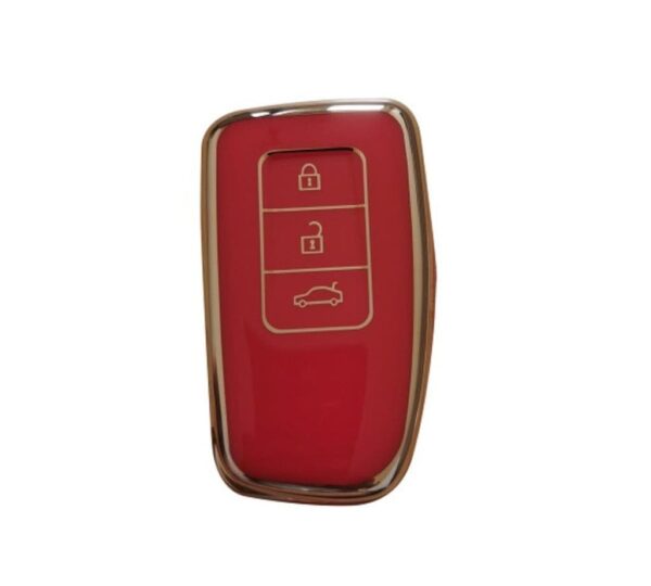 Lexus Smart Key Fob Cover Compatible with 3-Button Remote for RX, ES, NX, IS, GX, and LS Models – Red Soft TPU Protective Case with Glossy Finish, Full Coverage, Scratch-Resistant and Stylish Design for Lexus Car Key