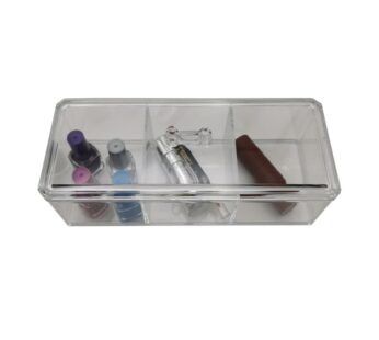 Acrylic Makeup Organizer for Vanity – Clear Cosmetic Storage with Multiple Compartments, Clear Acrylic Makeup Organizer with Compartments – Ideal for Makeup Storage and Display