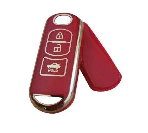 Mazda 3-Button Key Fob Cover Case with Elegant Gold Trim – Premium Soft TPU Protective Key Cover Compatible with Mazda Models, Slim, Durable, Scratch-Resistant, Stylish Design for Mazda Smart Remote Key - Image 5
