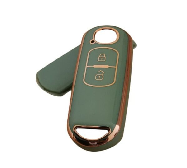 Mazda TPU Car Key Fob Cover Case for 2-Button Smart Keys, Rose Gold Button Protective Shell, Scratch-Resistant and Full Coverage Key Holder for CX-5, Mazda3, Mazda6 and More
