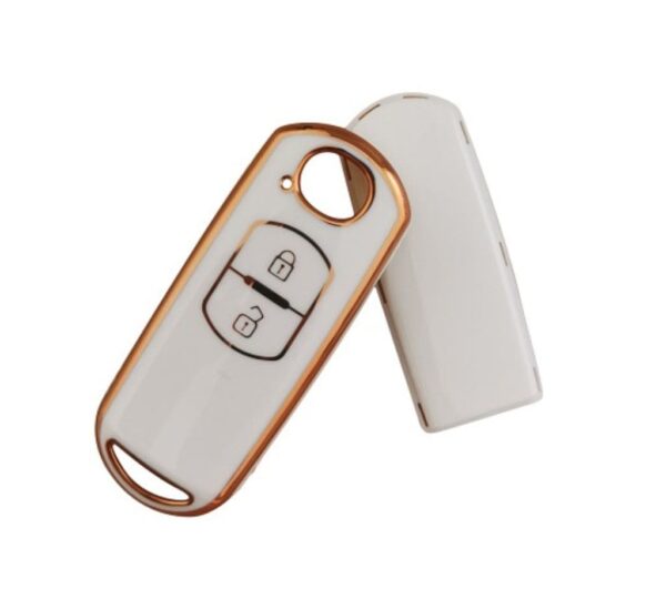 Mazda TPU Car Key Fob Cover Case for 2-Button Smart Keys, Rose Gold Button Protective Shell, Scratch-Resistant and Full Coverage Key Holder for CX-5, Mazda3, Mazda6 and More - Image 2