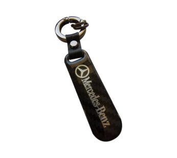 Luxury Mercedes-Benz Carbon Fiber Design Keychain Featuring Black Leather Strap and High-Quality Metal Ring for Stylish and Practical Use
