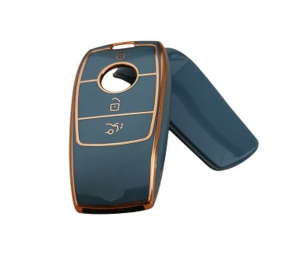 Mercedes-Benz Key Fob Cover for 3-Button Smart Keys, Premium TPU Protective Case with Elegant Gold Trim, Scratch-Resistant and Full Coverage Shell for C-Class, E-Class, GLC, GLE and More - Image 2