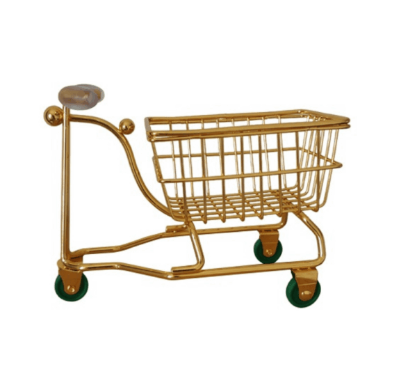 Mini Metal Shopping Cart – Dollhouse Decor, Desk Organizer & Creative Multi-Use Storage Basket for Home or Office Display