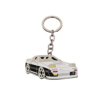 Exclusive Nissan Skyline R32 GT-R Sports Car Metal Keychain with Bold Black and White Graphics – Ideal for Racing Fans