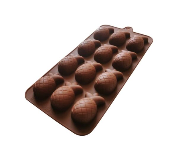 Pineapple-Shaped Silicone Chocolate Mould with 12 Cavities, Non-Stick Flexible Baking Tray Mold for Homemade Chocolates, Candies, and Treats – Brown - Image 2