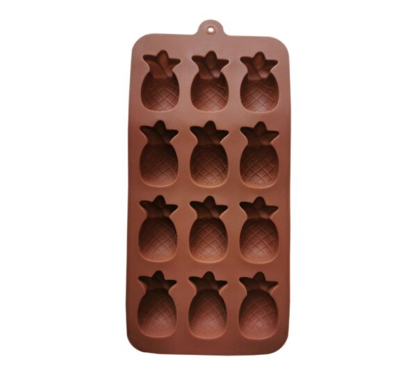 Pineapple-Shaped Silicone Chocolate Mould with 12 Cavities, Non-Stick Flexible Baking Tray Mold for Homemade Chocolates, Candies, and Treats – Brown - Image 3
