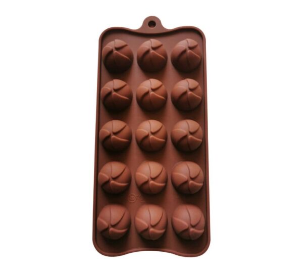 Premium Silicone Chocolate Mould with 15 Swirl Cavities, Non-Stick and Flexible Baking Tray Mold for Homemade Chocolates, Candies, and Desserts – Brown