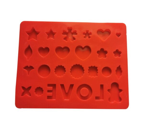Red Silicone Mould with Hearts, Stars, Flowers, and Love Letters – Multi-Cavity Decorative Design for Chocolates, Candies, Fondant, Soap Making, and DIY Crafts - Image 4