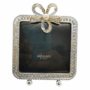 Rhinestone Picture Frame 8x8 cm – Elegant Silver Plated Metal Photo Frame with High Definition Glass Front, Sparkling Crystal Border, Tabletop Display for Wedding, Graduation, Baby Photo & Home Decor – Vertical or Horizontal Display