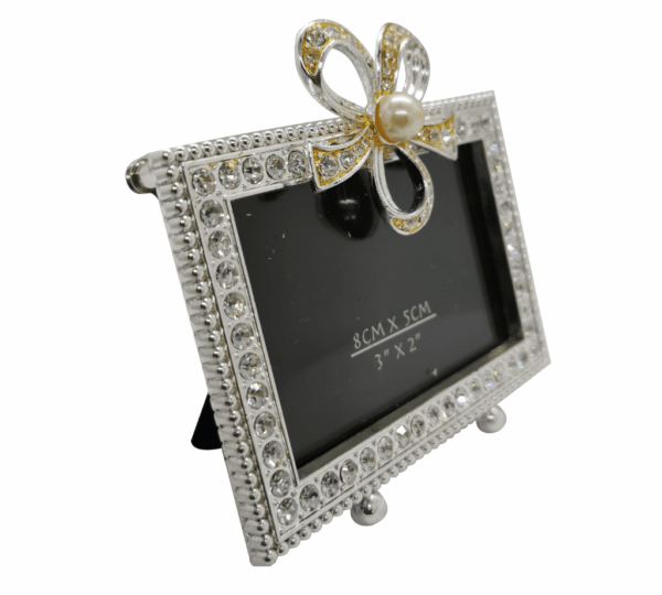 Rhinestone Picture Frame 8×5 cm – Elegant Silver Plated Metal Photo Frame with High Definition Glass Front, Sparkling Crystal Border, Tabletop Display for Wedding, Graduation, Baby Photo & Home Decor - Image 2