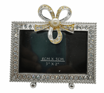 Rhinestone Picture Frame 8×5 cm – Elegant Silver Plated Metal Photo Frame with High Definition Glass Front, Sparkling Crystal Border, Tabletop Display for Wedding, Graduation, Baby Photo & Home Decor