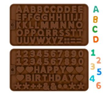 Silicone Letter & Number Candy Molds – Happy Birthday Cake Decorating Set for Baking, Chocolate, Fondant – Easy-to-Clean Symbol & Alphabet Molds