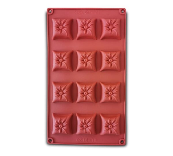 Silicone Baking Mould with 12 Floral Square Cavities – Flexible, Non-Stick Food-Grade Silicone Mold Tray for Chocolate, Candy, Jelly, Soap, and Dessert Making, Durable and Reusable Bakeware