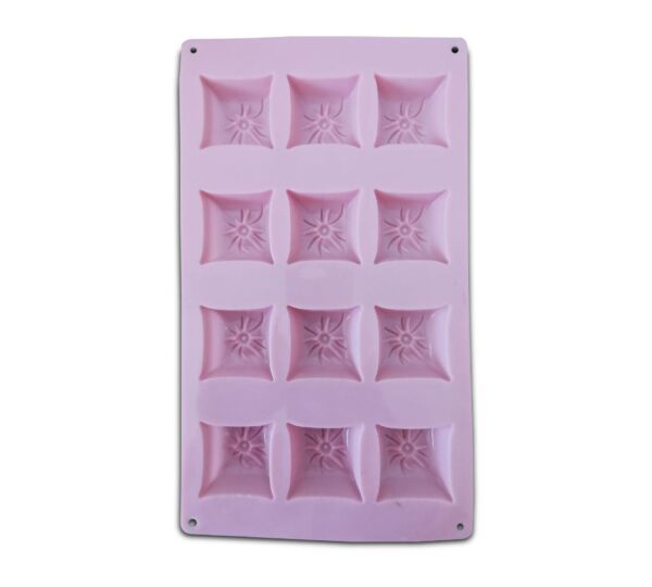 Silicone Baking Mould with 12 Floral Square Cavities – Flexible, Non-Stick Food-Grade Silicone Mold Tray for Chocolate, Candy, Jelly, Soap, and Dessert Making, Durable and Reusable Bakeware - Image 4