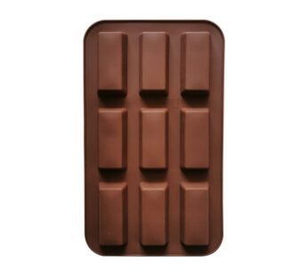 Silicone Chocolate Bar Mould with 9 Rectangular Cavities, Non-Stick Flexible Baking Tray Mold for Homemade Chocolate Bars, Snacks, and Treats – Brown
