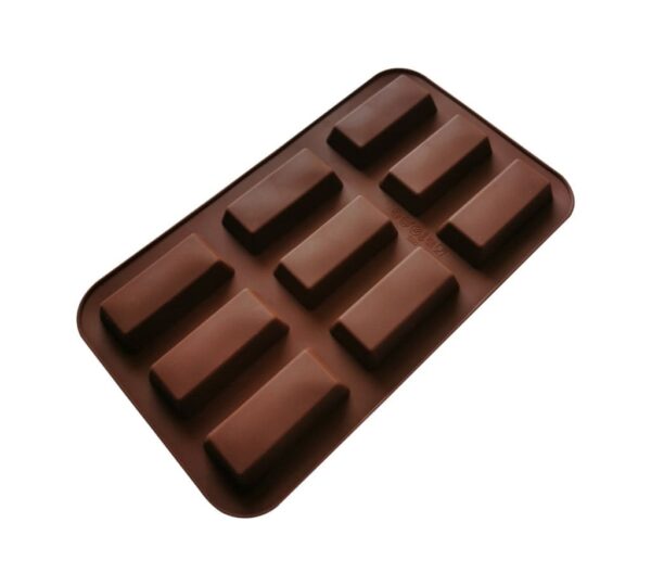 Silicone Chocolate Bar Mould with 9 Rectangular Cavities, Non-Stick Flexible Baking Tray Mold for Homemade Chocolate Bars, Snacks, and Treats – Brown - Image 2