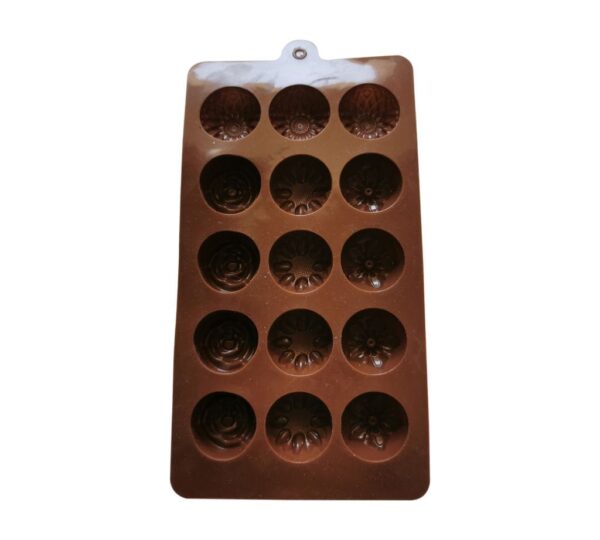 Elegant Floral Silicone Chocolate Mould with 15 Intricate Flower-Shaped Cavities, Non-Stick Flexible Tray Mold for Homemade Sweets, Desserts, and Gifts – Brown - Image 3