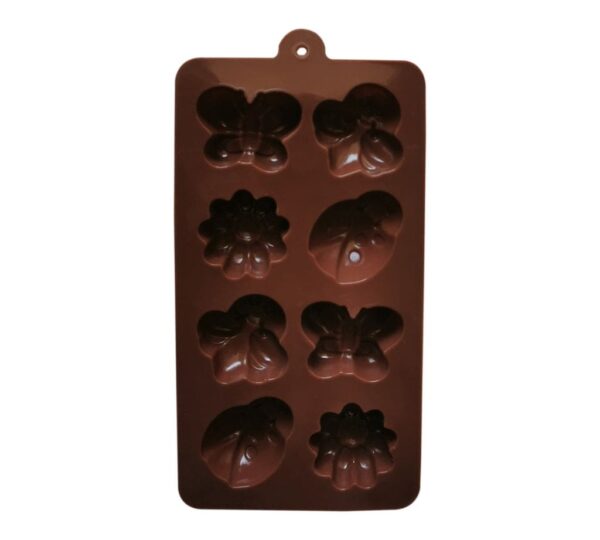 Silicone Chocolate Mould with Flowers and Butterflies Design, 8-Cavity Flexible Non-Stick Baking Tray Mold for Chocolates, Candies, and Decorative Treats – Brown - Image 3