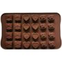 Silicone Chocolate Mould with 24 Cavities Featuring Hearts, Roses, and Bows Designs, Non-Stick Flexible Baking Tray Mold for Chocolates, Candies, and Treats – Brown