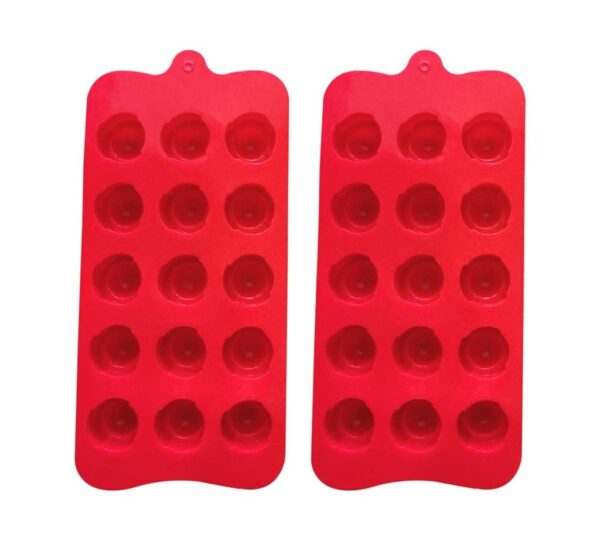 Silicone Ice Cube Mould Tray, 15-Cavity Sphere Ball Shape, Pack of 2 in Red – Flexible, Non-Stick Ice Ball Maker for Cocktails, Whiskey, Juice, and Cold Beverages - Image 3