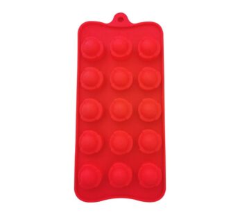 Silicone Ice Cube Tray – 15-Cavity Round Mould for Perfectly Shaped Ice Balls, Red Flexible Non-Stick Silicone Mold for Ice, Chocolate, Candy, and More – Durable, Reusable, and Easy to Clean Kitchen Accessory