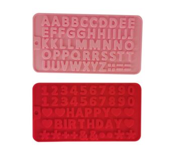 Silicone Letter and Number Mould Set for Birthday Cake Decorating, 2-Piece Flexible Non-Stick Molds in Red and Pink – Food-Grade Silicone for Chocolate, Fondant, Candy, and DIY Crafts