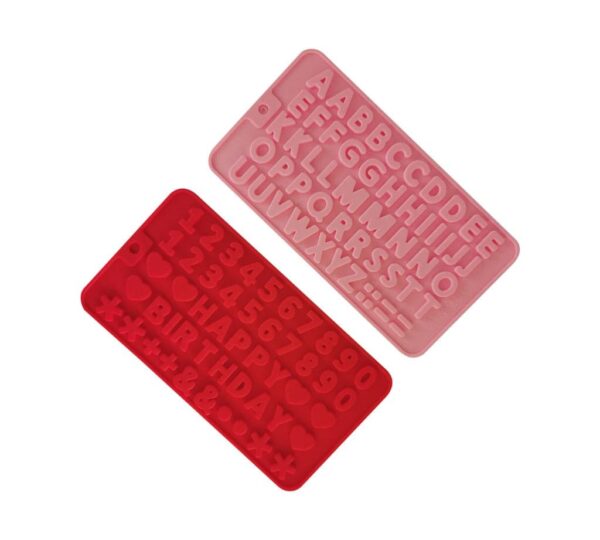 Silicone Letter and Number Mould Set for Birthday Cake Decorating, 2-Piece Flexible Non-Stick Molds in Red and Pink – Food-Grade Silicone for Chocolate, Fondant, Candy, and DIY Crafts - Image 2
