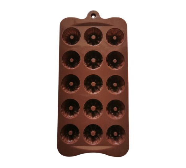 Silicone Mini Bundt Cake Mould with 15 Cavities Featuring Fluted Design, Non-Stick Flexible Baking Tray Mold for Mini Cakes, Chocolates, and Desserts – Brown - Image 2