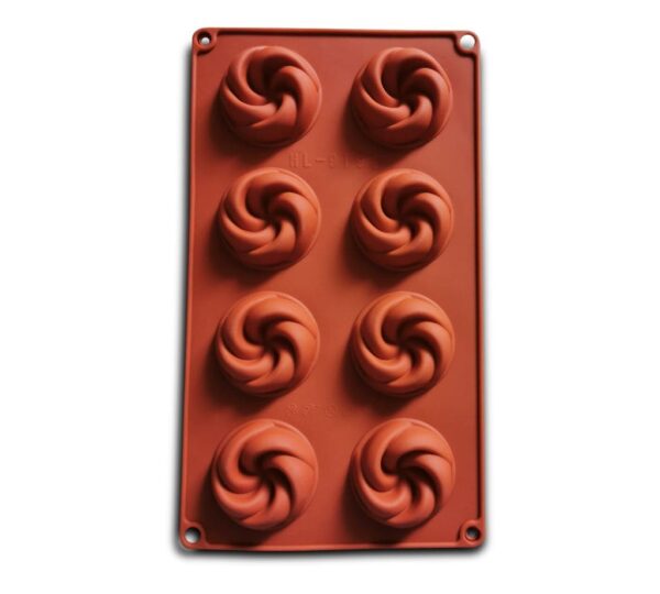 Silicone Swirl Cake Mould – 8-Cavity Mini Bundt Pan Mold, Flexible Non-Stick Bakeware for Mini Cakes, Desserts, and DIY Baking Projects - Image 3