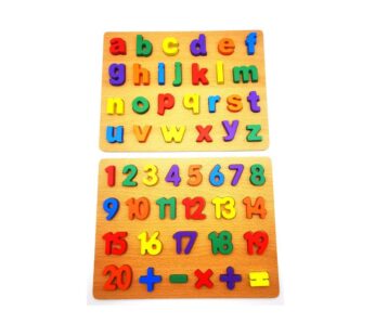 Educational Wooden Alphabet and Number Puzzle Board Set with Multicoloured Lowercase Letters – Ideal Learning Toy for Kids, Interactive Educational Toy for Preschool Learning