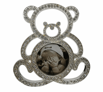 Sparkling Rhinestone Teddy Bear Picture Frame – Crystal-Embellished Cute Bear-Shaped Photo Holder for Baby, Kids & Nursery Décor – Elegant Tabletop Display